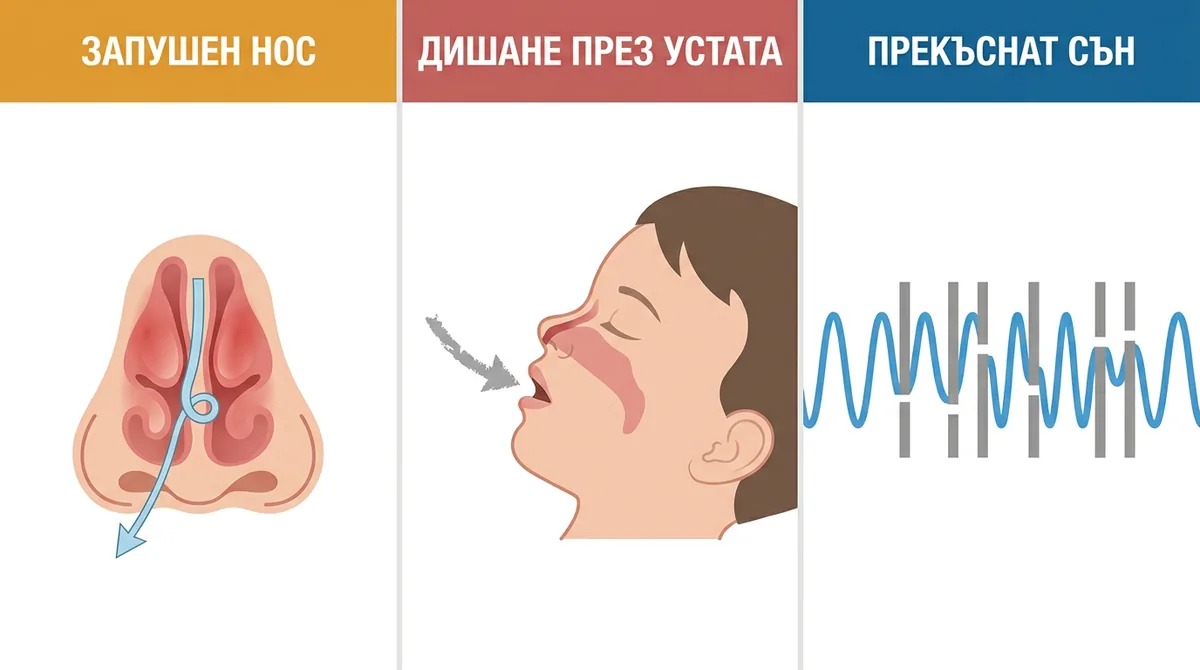 Веригата в три фази: запушен нос, накъсан сън, умора през деня